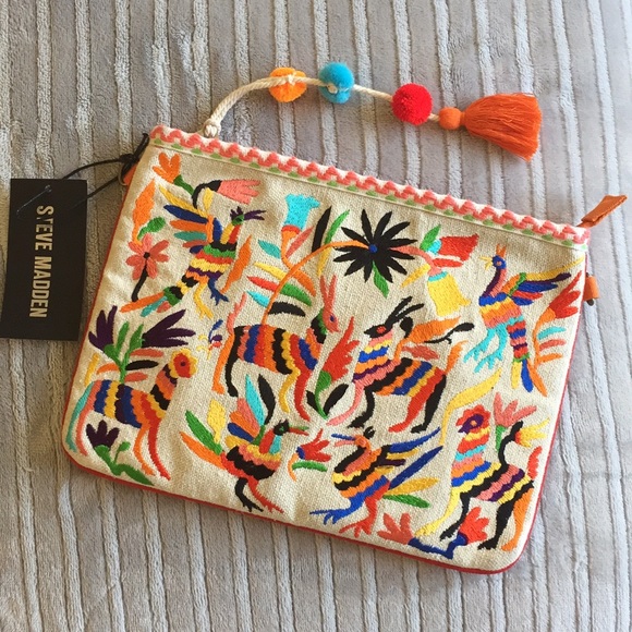 steve madden embroidered clutch
